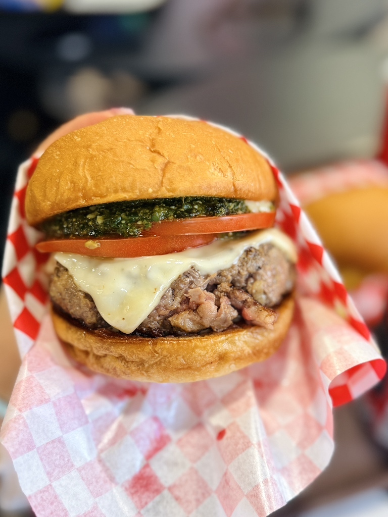Basil-pesto cheeseburger from HI-Burger